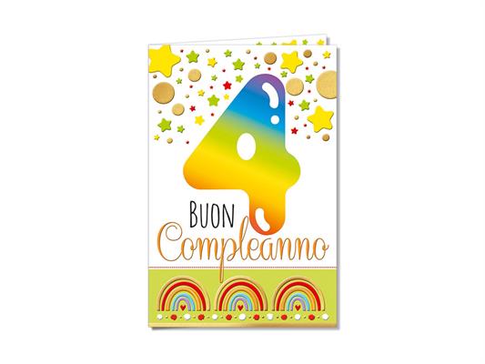 Biglietto compleanno 4 anni