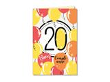Biglietto 20 anni numeri e palloncini