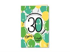 Biglietto 30 anni numeri e palloncini
