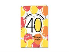 Biglietto 40 anni numeri e palloncini