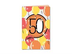 Biglietto 50 anni numeri e palloncini