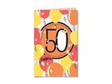 Biglietto 50 anni numeri e palloncini