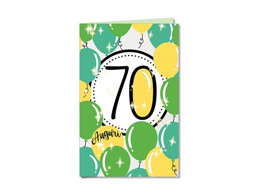 Biglietto 70 anni numeri e palloncini
