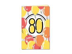 Biglietto 80 anni numeri e palloncini