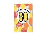 Biglietto 80 anni numeri e palloncini