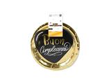 PIATTO B.COMPLEANNO ORO/NERO CM.23 PZ.6* PARTY310