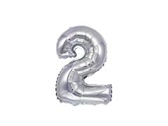 PALLONCINO MYLAR NUMERO 2 ARGENTO CM.40* PARTY120