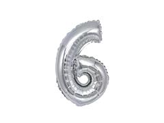 Palloncino Mylar numero 6 argento 40cm