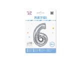 PALLONCINO MYLAR NUMERO 6 ARGENTO CM.40* PARTY124