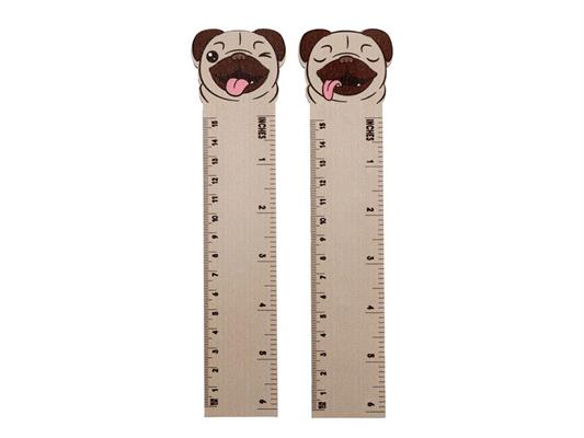 Righello legno 15cm Pug Carlino 36pz.