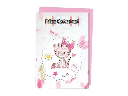 Biglietto carta kozo battesimo
