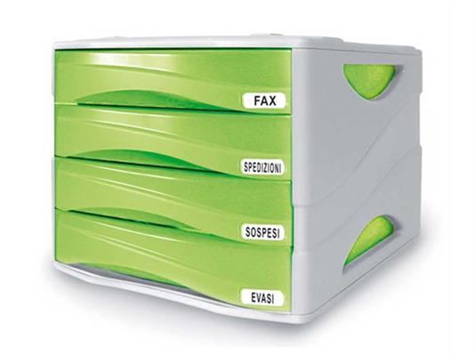 Cassettiera 4 cassetti trasparente - Verde