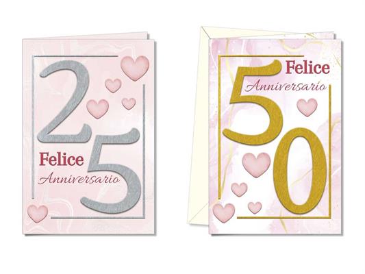 Biglietto anniversario 25 e 50 anni