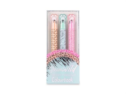 Evidenziatore Gleam Wild glitter + timbrino set da 3pz Colourbook