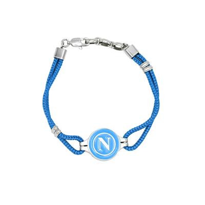 Bracciale SSC Napoli con cordino blu e inserti in acciaio