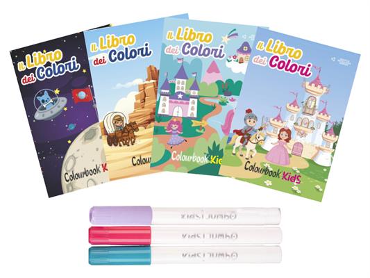 Kit libro dei colori + 3 pennarelli Colourbook 24pz