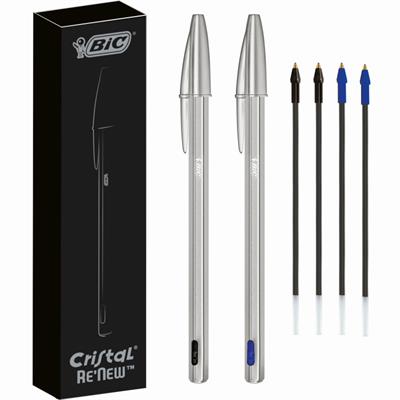 Gift Box BIC Cristal Re’New: 2 penne + 4 refill (blu/nero)