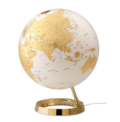 Globo Luminoso Metal Gold cm 30 – Mappamondo Decorativo con Base Dorata