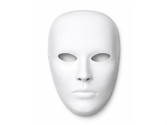 Maschera viso media bianca in plastica 13x22 – Carnival Toys – 12 Pezzi