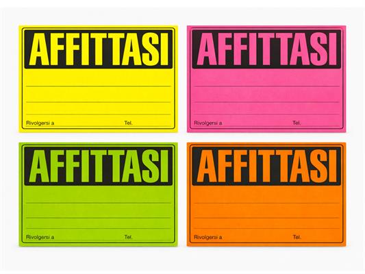 Cartello “Affittasi” Fluorescente Colourbook – 25 Pezzi Assortiti