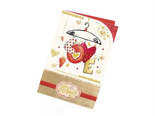 Biglietto San Valentino Juta con Rilievo – 6 pz