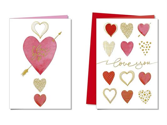 Biglietto Love con Cuori Rossi – 2 Varianti
