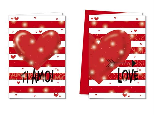 Biglietto Love con Sfondo a Righe – 2 Soggetti