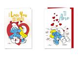 Biglietto Puffi Love con Cuori San Valentino