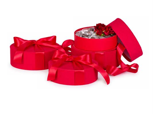 Set Scatole Bon Bon Rosse – 2 Pezzi Cilindrici con Fiocco