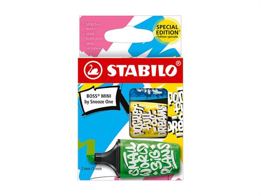 STABILO BOSS MINI Snooze One Evidenziatori – Confezione da 3 Pezzi – Verde/Giallo/Blu