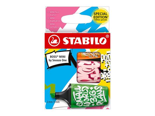 STABILO BOSS MINI Snooze One Evidenziatori – Confezione da 3 Pezzi – Verde/Rosa/Arancione