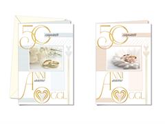 Biglietto anniversario 50 anni rilievo oro interno colori – 12 pz