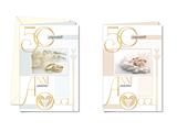 Biglietto anniversario 50 anni rilievo oro interno colori – 12 pz