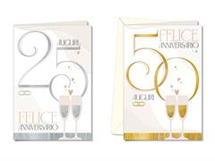 Biglietto Anniversario 25° e 50° con Calici – 12 pezzi