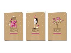 Biglietti auguri anniversario kraft grafica moderna assortita – 12 pz