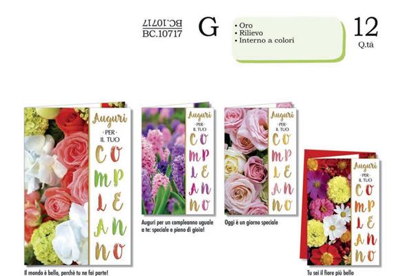Biglietti Auguri Compleanno Floreali Oro Rilievo 12 Pezzi