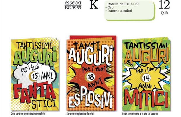 Biglietti compleanno teen numeri 11-19 grafica pop 12 pezzi