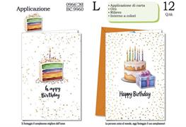 Biglietti compleanno applicazione carta oro rilievo assortiti 12 PZ