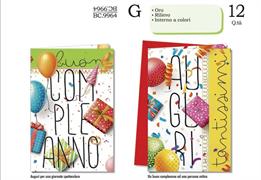 Biglietti Compleanno Moderni Oro – Conf. 12 Pz