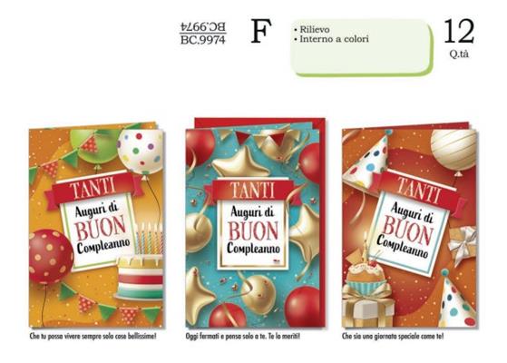 Biglietto Compleanno con Rilievo TANTI Auguri – 12 pz
