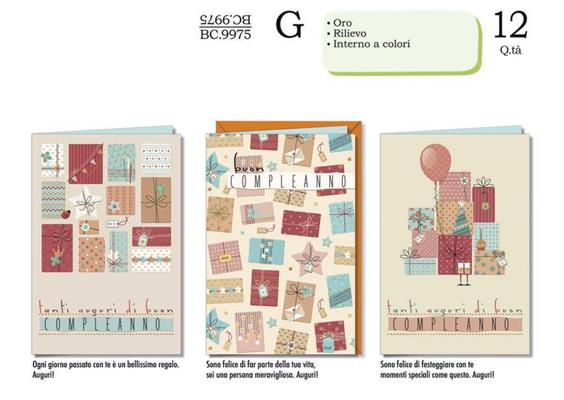 Biglietto Compleanno Adulti con Dettagli Oro – 12 pz