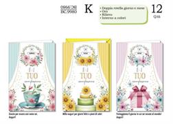 Biglietti Auguri Compleanno Giorno e Mese con Rosetta – 12 Pezzi