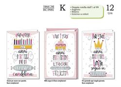 Biglietti Auguri Compleanno con Doppia Rotella 1-99 Anni Argento – 12 Pezzi