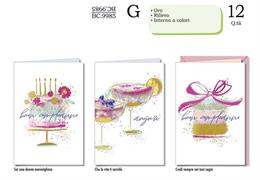 Biglietti Auguri Compleanno Eleganti Glitter Oro 12 Pezzi