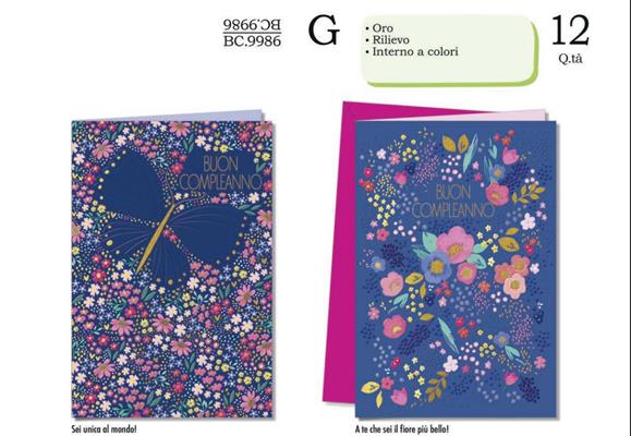 Biglietti Auguri Compleanno Eleganti Oro Rilievo 12 Pezzi