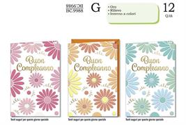 Biglietti Auguri Compleanno Floreali Oro Rilievo 12 Pezzi