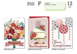Biglietti Auguri Compleanno Decorati Rilievo 12 Pezzi Assortiti