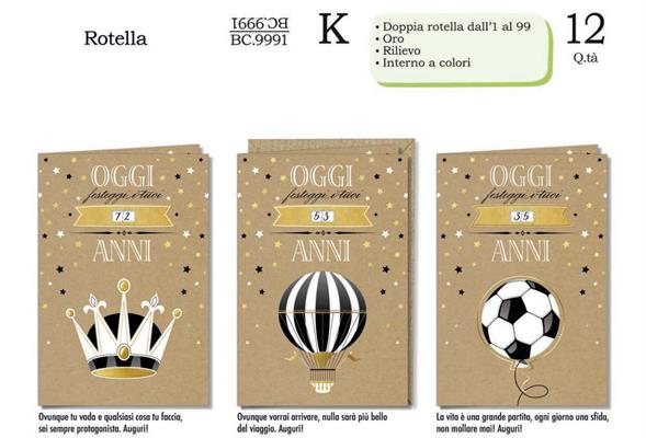 Biglietto Compleanno Cromo con Rotella Numerica – 12 pz