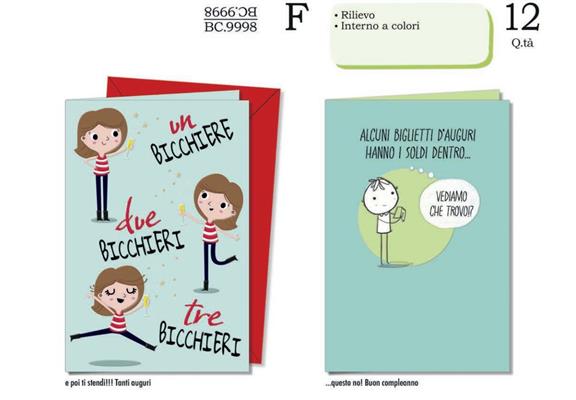 Biglietti Compleanno Umoristici – Conf. 12 Pz