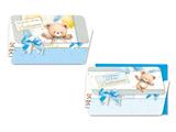Biglietto Battesimo Azzurro con Portasoldi Cromo BT.9948